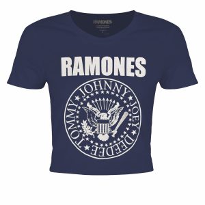 Ramones Presidential Seal Ladies Denim Blue Crop Top 1