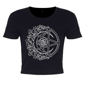 Requiem Collective Monochrome Pentacle Black Crop Top