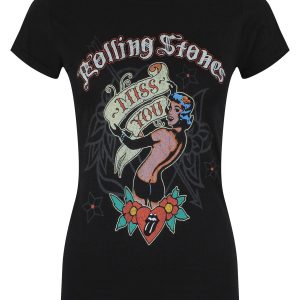 Rolling Stones Miss You Lady Ladies Black T-Shirt