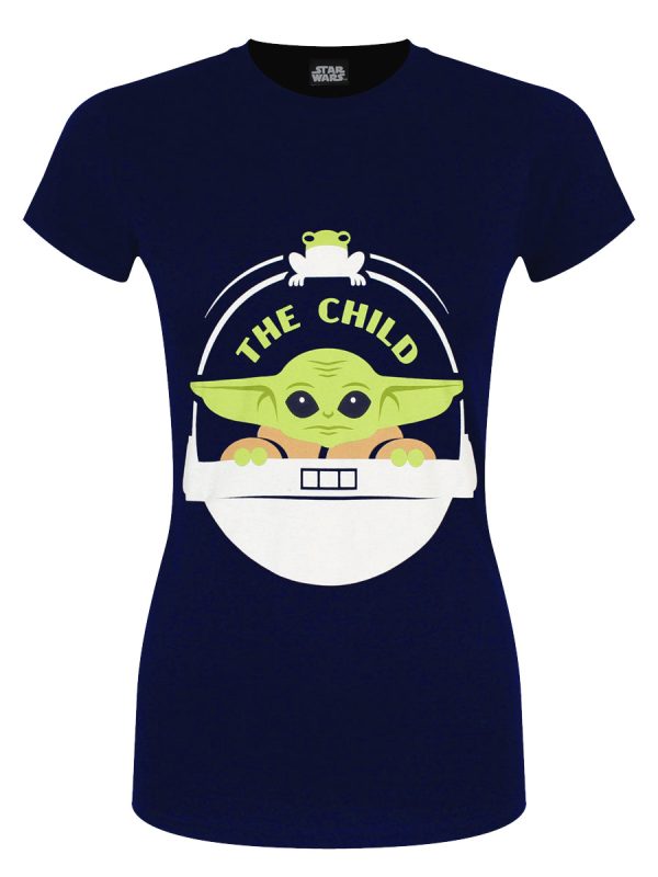 Star Wars Mandalorian The Child Ladies Navy Blue T-Shirt