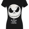 The Nightmare Before Christmas Jack Face & Logo Ladies Black T-Shirt