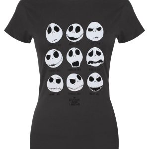 The Nightmare Before Christmas Many Faces Of Jack Ladies Grey T-Shirt