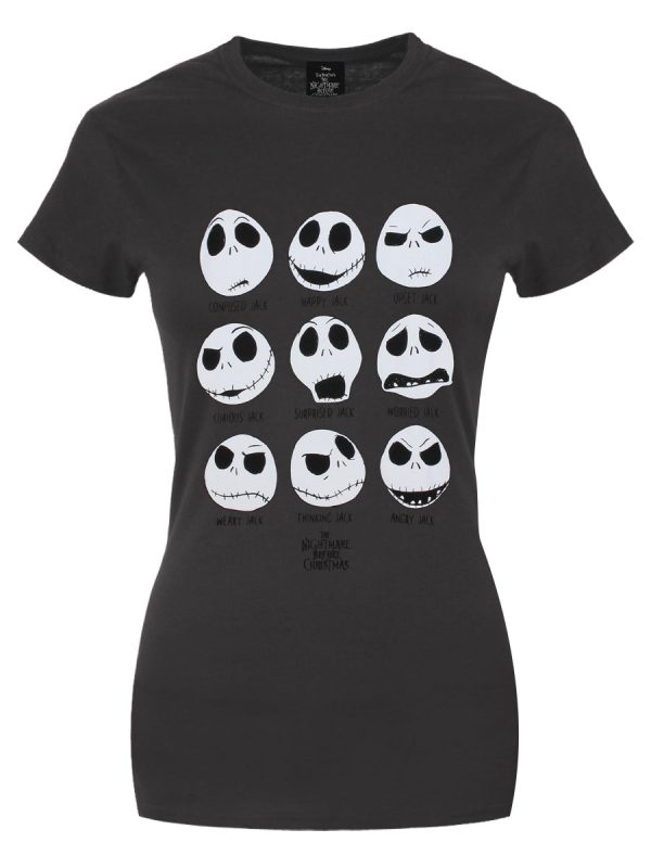 The Nightmare Before Christmas Many Faces Of Jack Ladies Grey T-Shirt