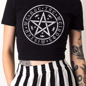 We Are The Weirdos Mister Pentagram Ladies Black Crop Top 4