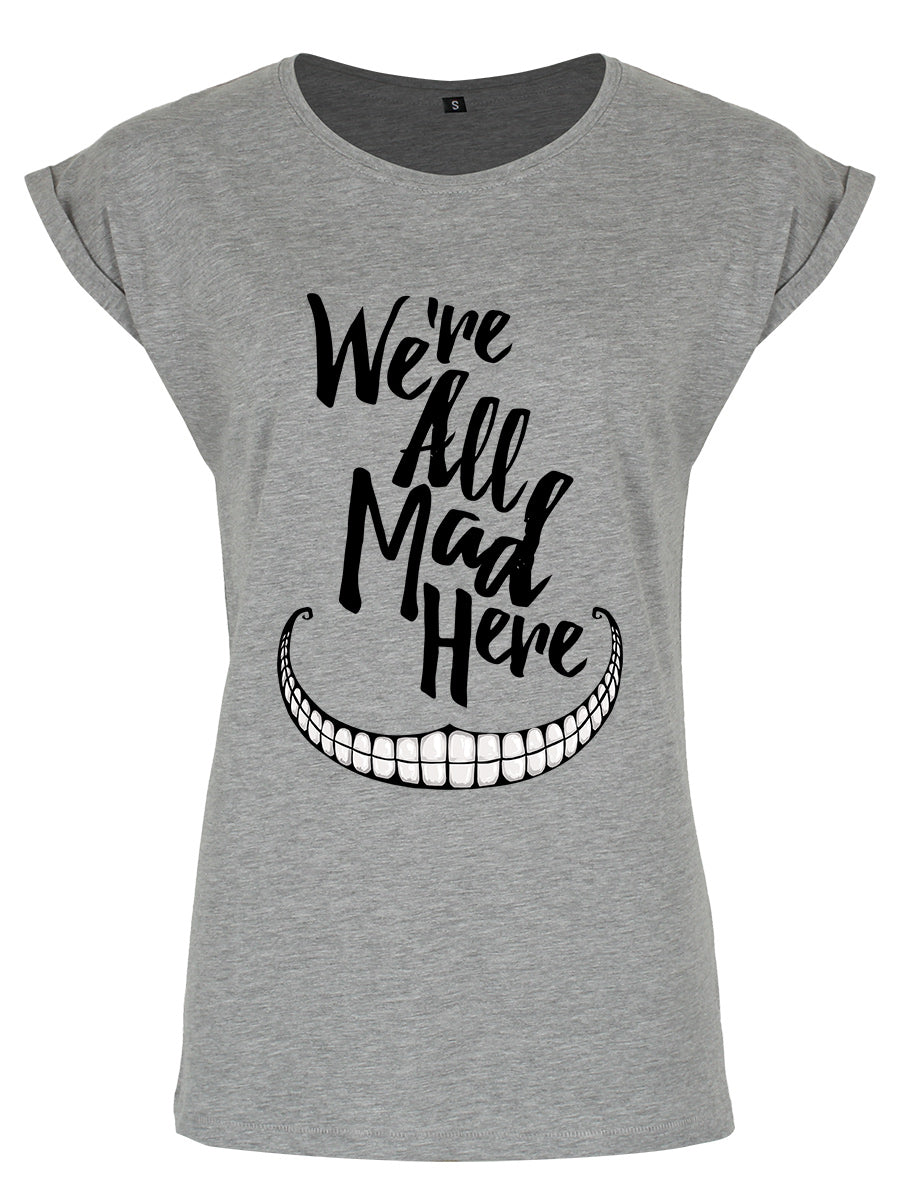 We're All Mad Here Ladies Premium Heather Grey T-Shirt