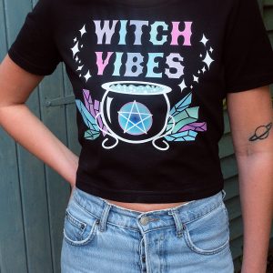 Witch Vibes Ladies Black Crop Top 3