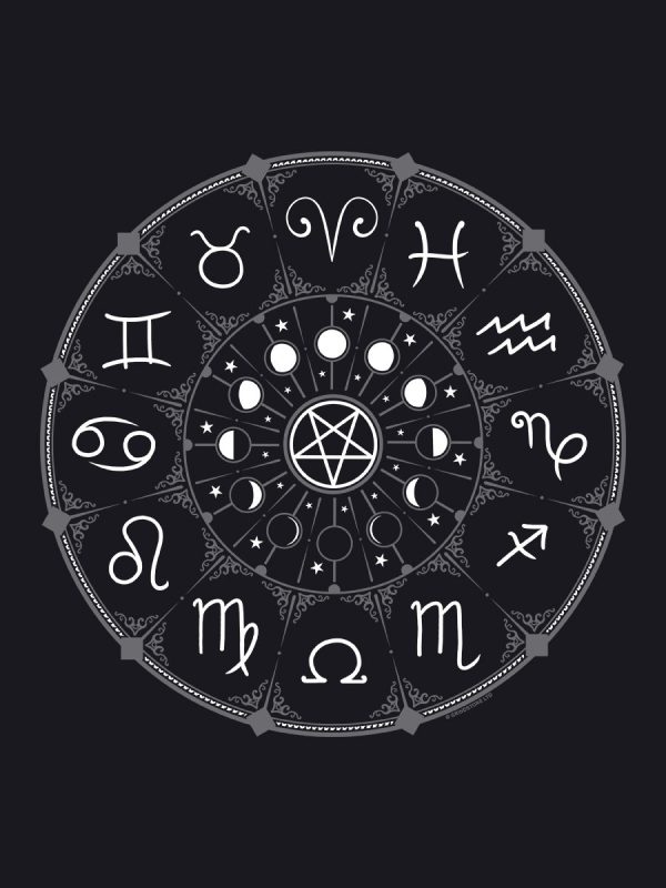 Zodiac Pentagram Ladies Black Crop Top