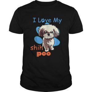 I Love My Shih Poo Best Dog Lover Paw Print Christmas shirt