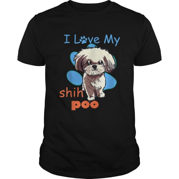 I Love My Shih Poo Best Dog Lover Paw Print Christmas shirt