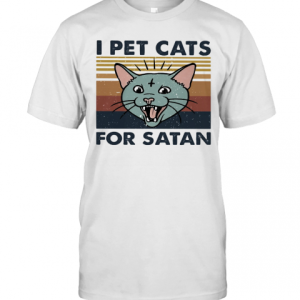 I Pet Cats For Satan Vintage Retro T-Shirt