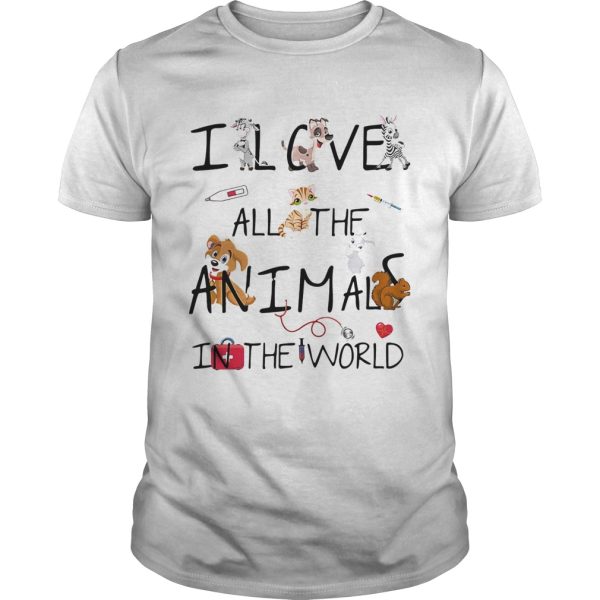 I love all the animals in the world shirt