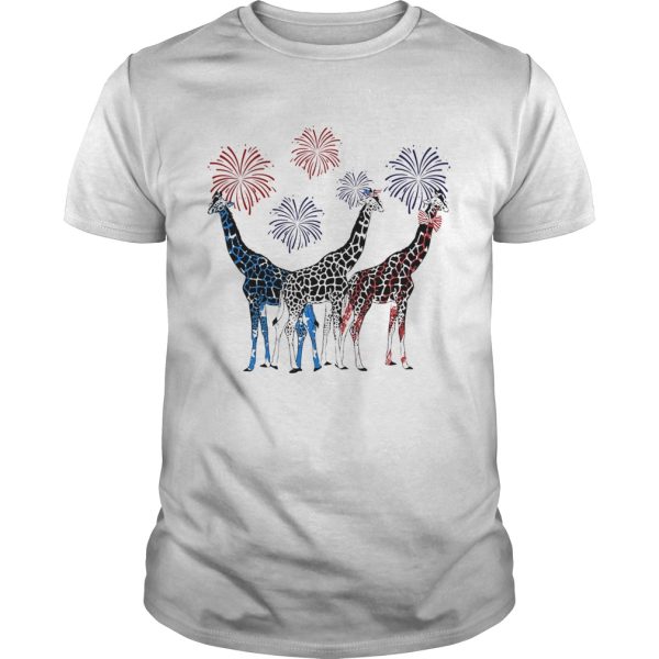 Independence Day Giraffes Wear Bow Tie Firework shirt