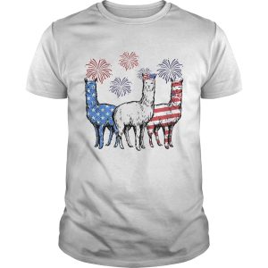 Independence Day Llamas Wear Bow Tie Firework shirt