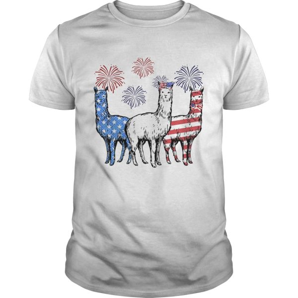 Independence Day Llamas Wear Bow Tie Firework shirt