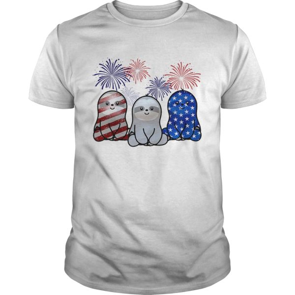 Independence day 4th of July Sloth beauty America flag shir