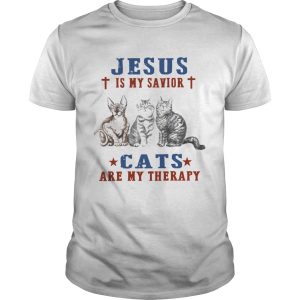 Jesus Is My Savior Cats Are My Therapy Shirt