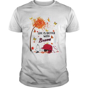 Life is better with Braves Snoopy sleeping under autumn tree shirt