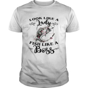 Look Like A Lady Fish Like A Boss Funny Flower Fishing Women Shirt