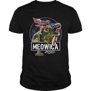 Meowica Cat T Rex Dinosaur 4th Of July shirt