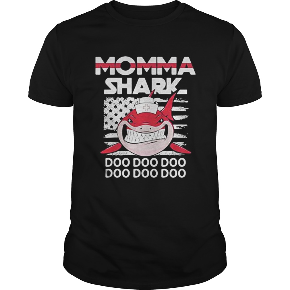 Momma shark nurse American flag shirt