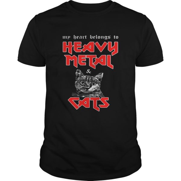 My heart belongs to heavy metal and cats shirt