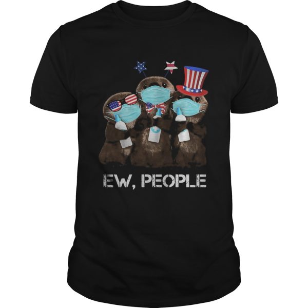 Otter mask hug soap ew people american flag independence day shirt