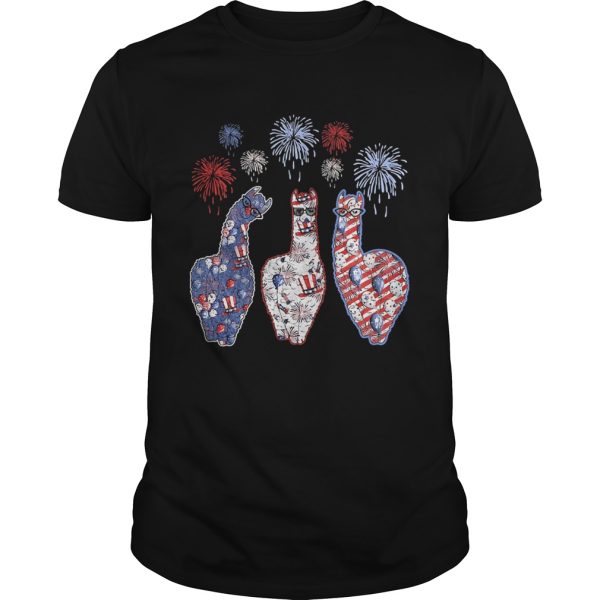 Patriotic llamas firework american flag independence day shirt