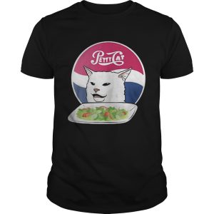 Petty Cat yelling woman angry cat meme dinner shirt