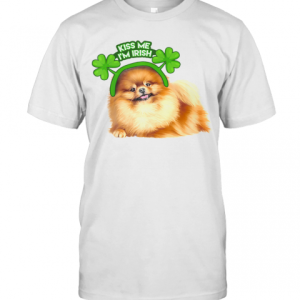 Pomeranian Lucky Shamrock Kiss Me I’M Irish St. Patricks Day T-Shirt