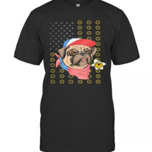 Pug American Flag Veteran Independence Day T-Shirt