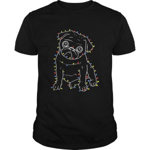 Pug Christmas lights xmas shirt