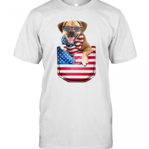 Puggle Pocket American Flag Independence Day T-Shirt