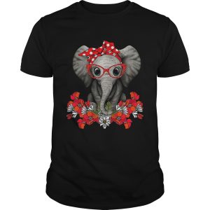 Red bow elephant with flowers shirt