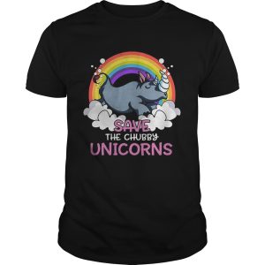 Rhino save the chubby unicorns rainbow shirt