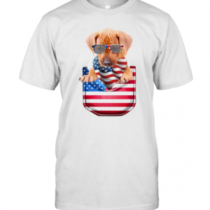 Rhodesian Ridgeback Pocket American Flag Independence Day T-Shirt