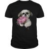 Shih Tzu holds a bunch of roses shirt