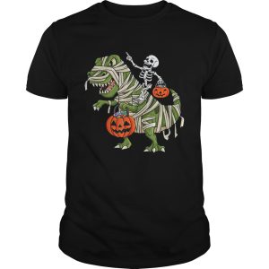 Skeleton Riding T Rex Funny Halloween Boys Girls KidsTShirt