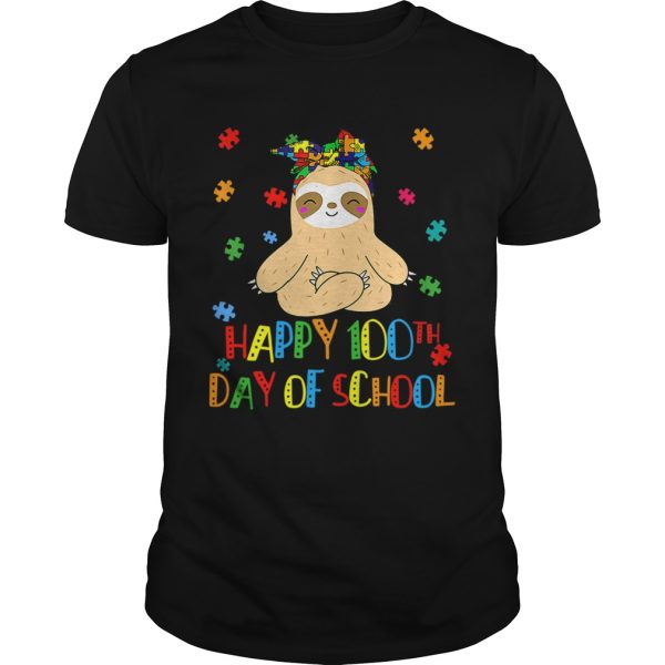 Sloth 100th Day Of School Teacher Autism Awareness shirt