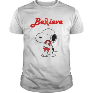 Snoopy Believe Bloold Cancer Red Awareness TShirt