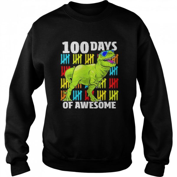 100 Days of School Dinosaur T-Rex Dino Boys 100th Day Shirt