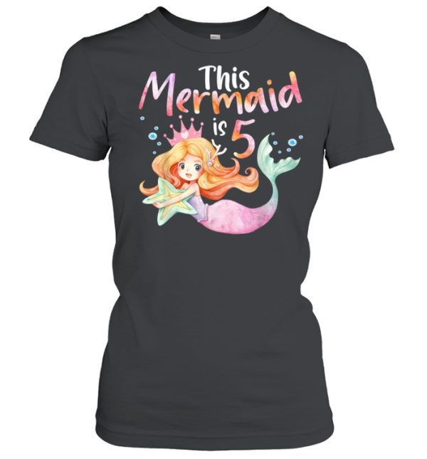 5 And Mermazing 5 Years Old 5th Birthday Girl Mermaid Vibes shirt