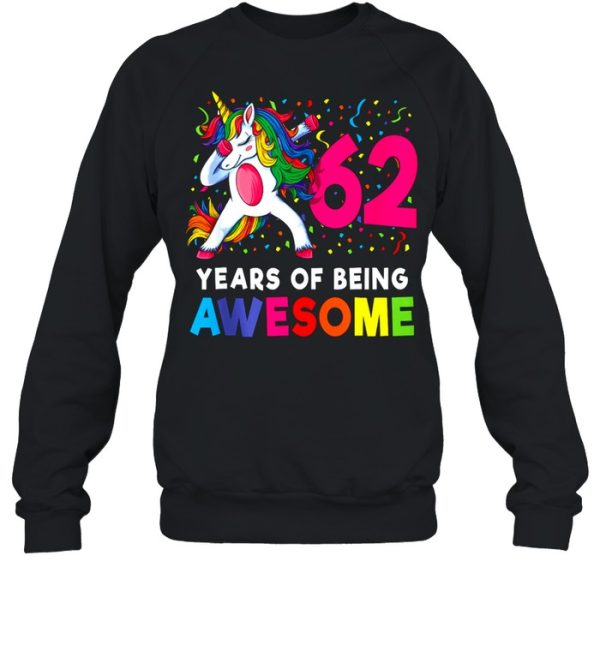 62nd Birthday Dabbing Unicorn Party 62 Years Old shirt