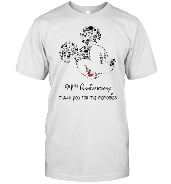 94th anniversary thank you for the memories mickey disney shirt