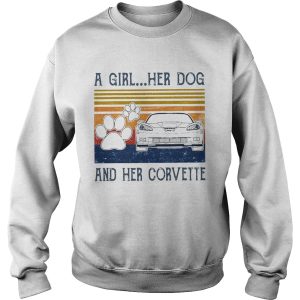 A Girl Her Dog And Her Corvette Vintage shirt 2