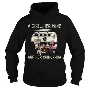 A Girl Her Wine And Her Chihuahua Flamingo Fire Bus shirt 1