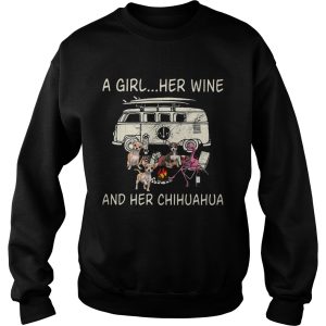 A Girl Her Wine And Her Chihuahua Flamingo Fire Bus shirt