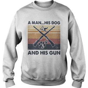 A Man His Dog And His Gun Footprint Vintage Retro shirt 2