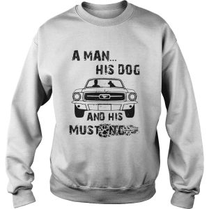 A Man His Dog And His Mustang Car Footprint shirt