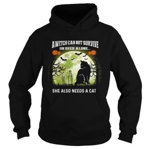 A Witch Can Not Survive On Beer Alone She Also Needs A Cat TShirt 1