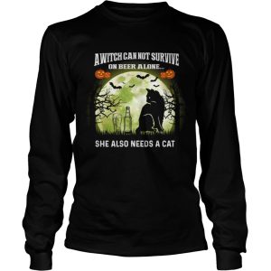 A Witch Can Not Survive On Beer Alone She Also Needs A Cat TShirt